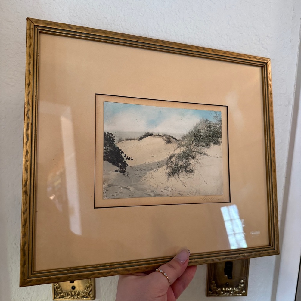 Vintage Signed Framed Sand Dune Scene